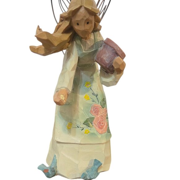Angel Figurine Feeding Blue Birds Bluebirds Wire Wings AS IS - Picture 12 of 16